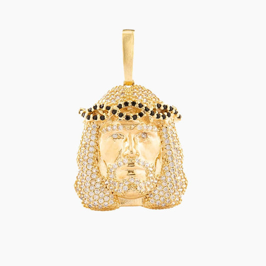 Dije Rostro Swarovski Negro Oro Laminado 18K | OM JOYERÍA