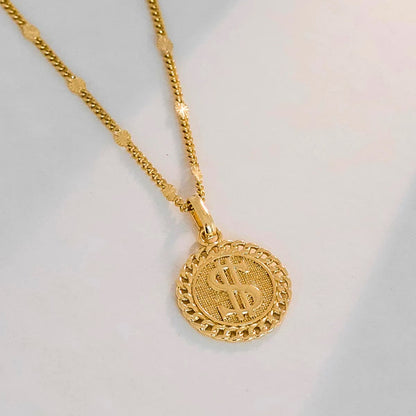 Dije Signo Peso Unisex Oro Laminado 18K | OM JOYERÍA