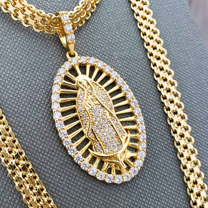 Dije Virgen de Guadalupe Swarovski Oro Laminado 18K | OM JOYERÍA