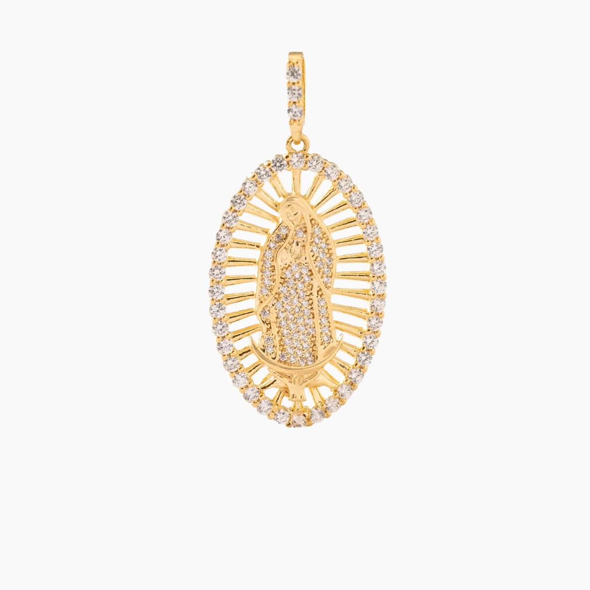 Dije Virgen de Guadalupe Swarovski Oro Laminado 18K | OM JOYERÍA