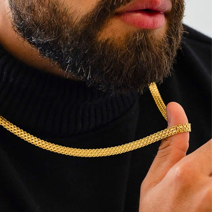 Cadena Tejido Chino Doble Carril 65 cm Hombre – Oro Laminado 18K | OM JOYERÍA