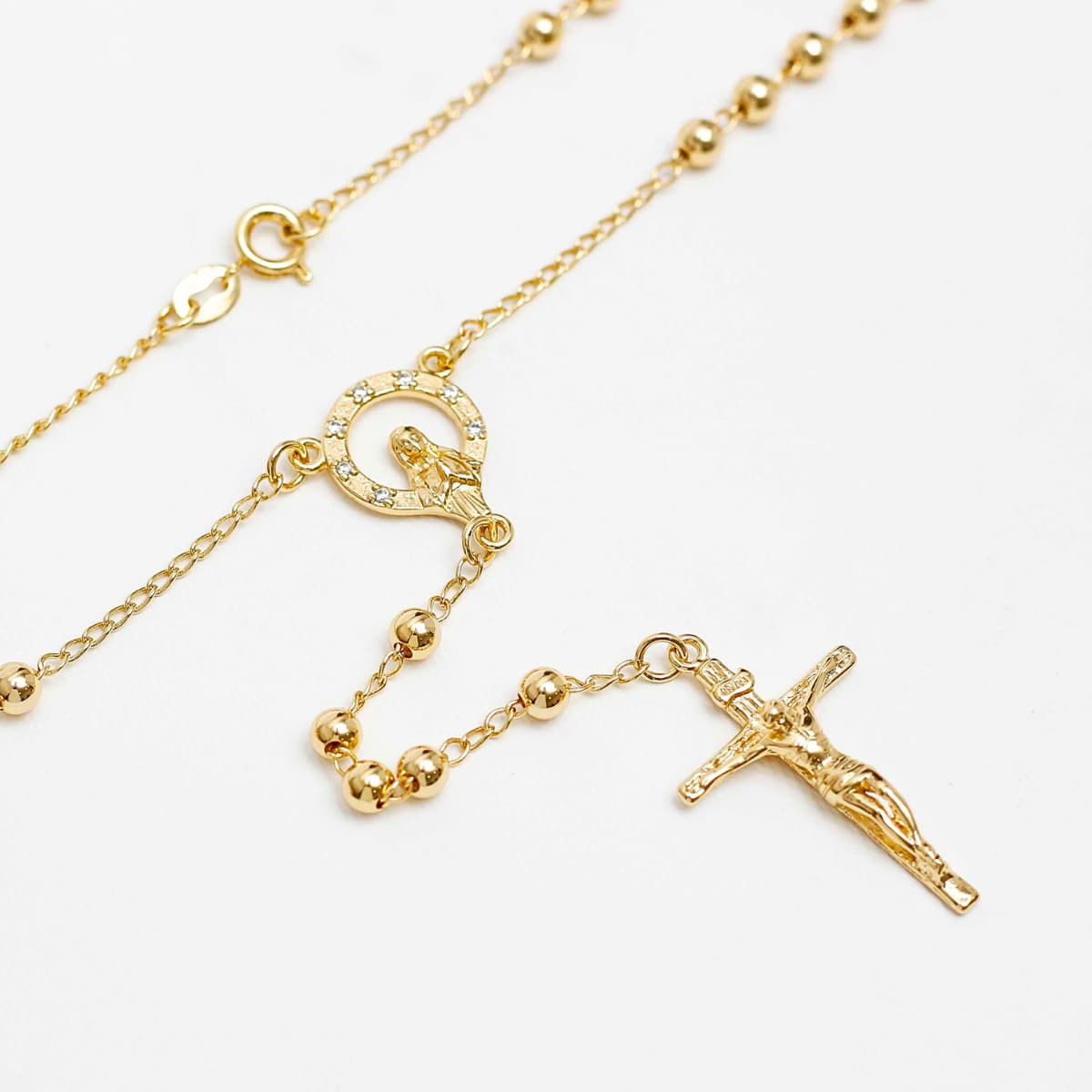 Rosario para Hombre 65 cm Balines 4 mm Cristal Oro Laminado 18K | OM JOYERÍA