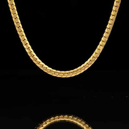 Cadena Tejido Serpiente 4 mm 65 cm Hombre – Oro Laminado 18K | OM JOYERÍA
